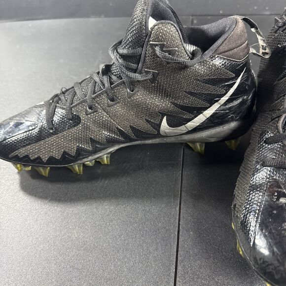 Nike Sz 11 Mens Alpha Menace Pro Mid FNL Football Cleats Black Silver 880410-010 - Picture 3 of 8